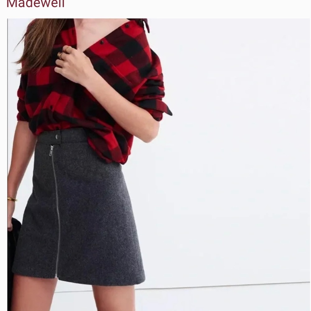 Madewell Red and Gray Mini Skirt